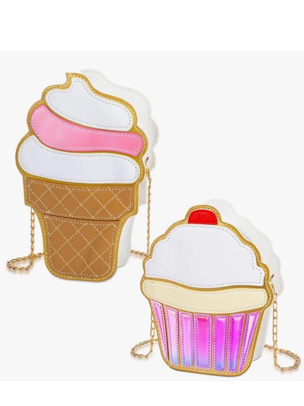 🆕 2 Pieces Cake and Ice Cream Crossbody Handbag - PU Shoulder Bag, Small Purse